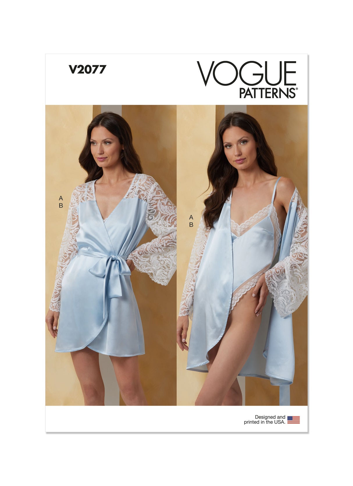 Patron Vogue n°2077 - Robe de chambre et teddy élégants avec détails en dentelle