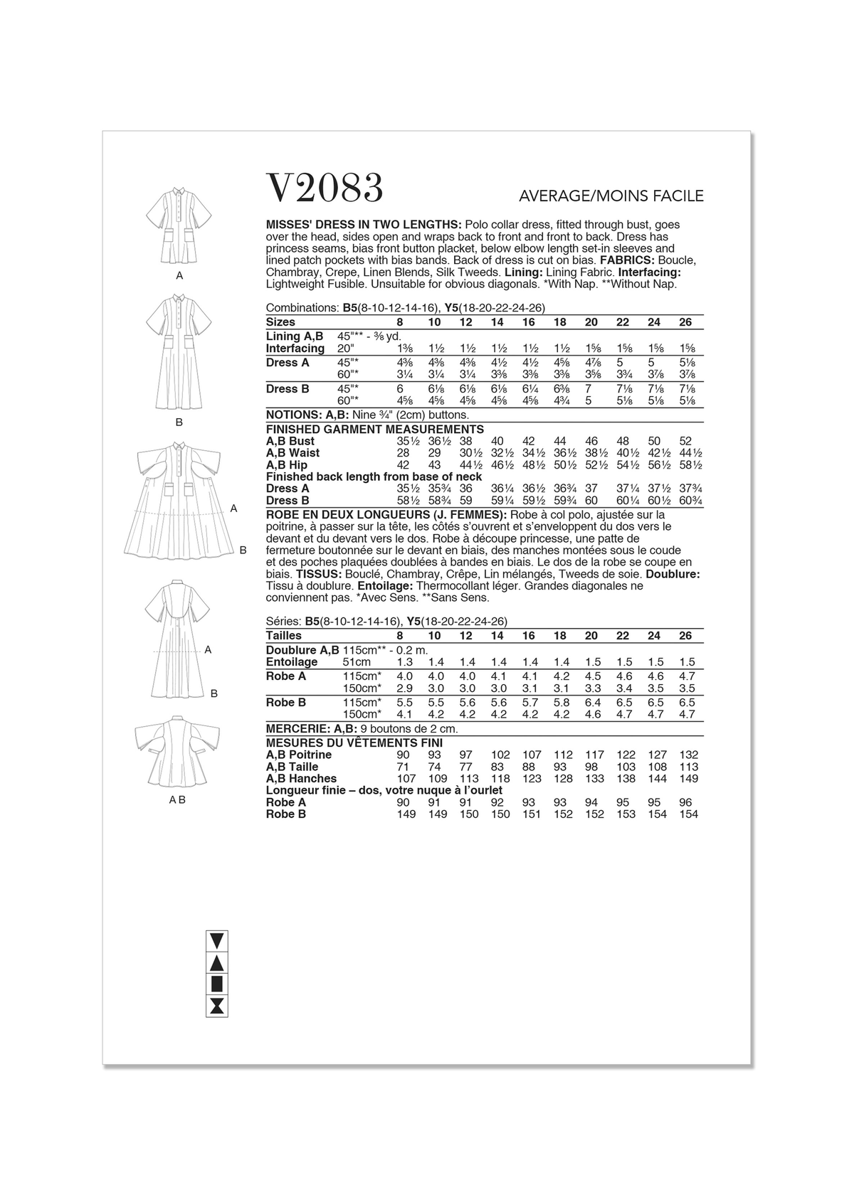 Patron Vogue n°2083 - Robe polo asymétrique deux longueurs