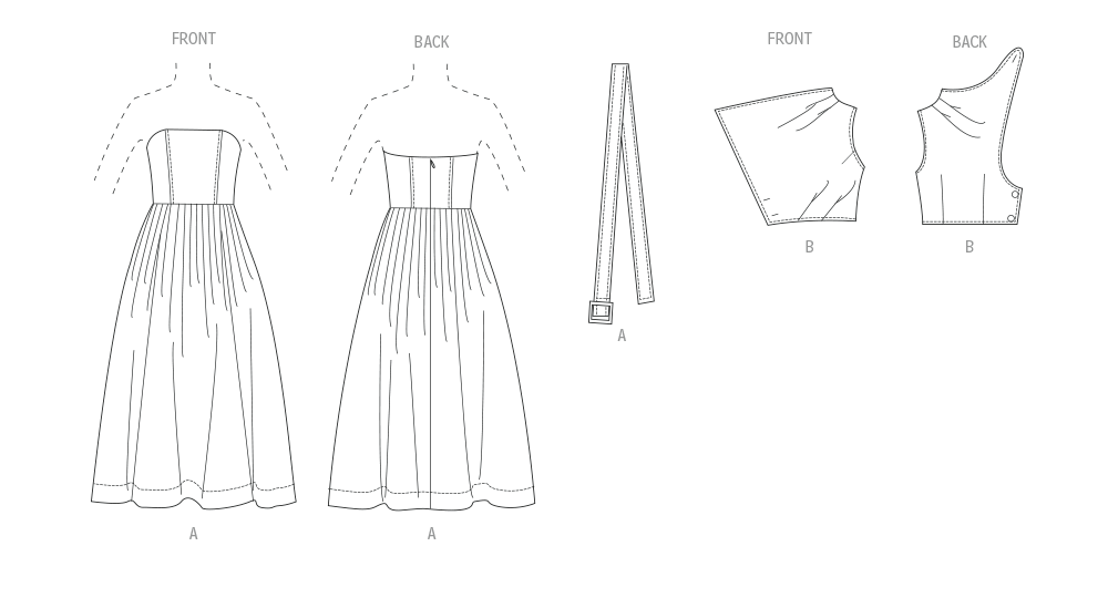 Patron Vogue n°2084 - Robe bustier avec ceinture et surcorsage asymétrique