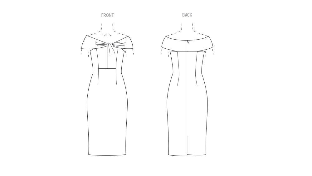 Patron Vogue n°2086 - Robe bustier épaules dénudées & nœud élégant