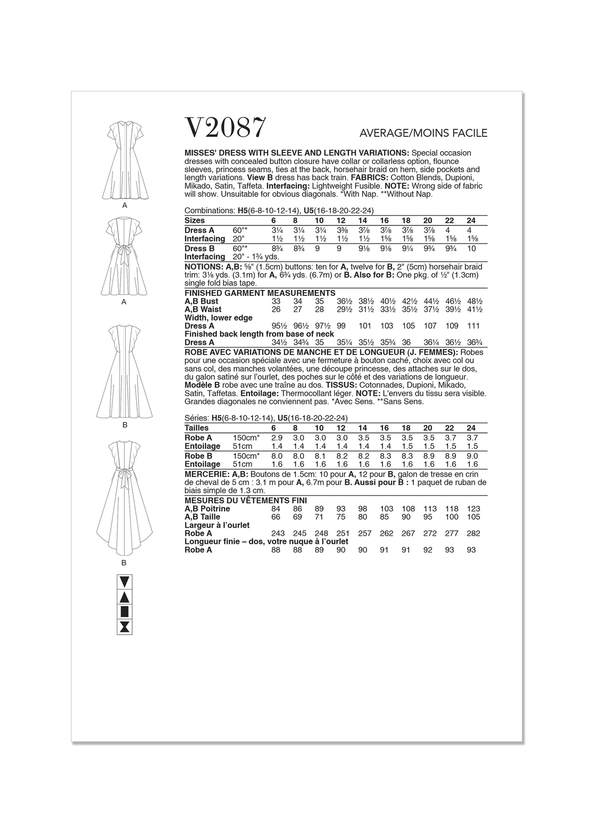 Patron Vogue n°2087 - Robe d’occasion spéciale à manches volantées