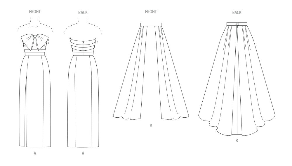 Patron Vogue n°2088 - Robe bustier et sur-jupe plissée