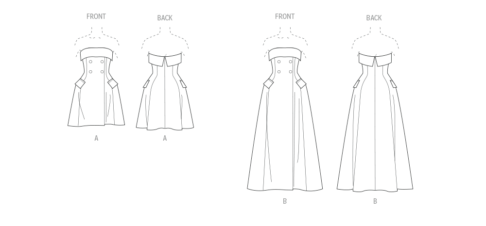 Patron Vogue n°2089 - Robe bustier sans bretelles deux longueurs