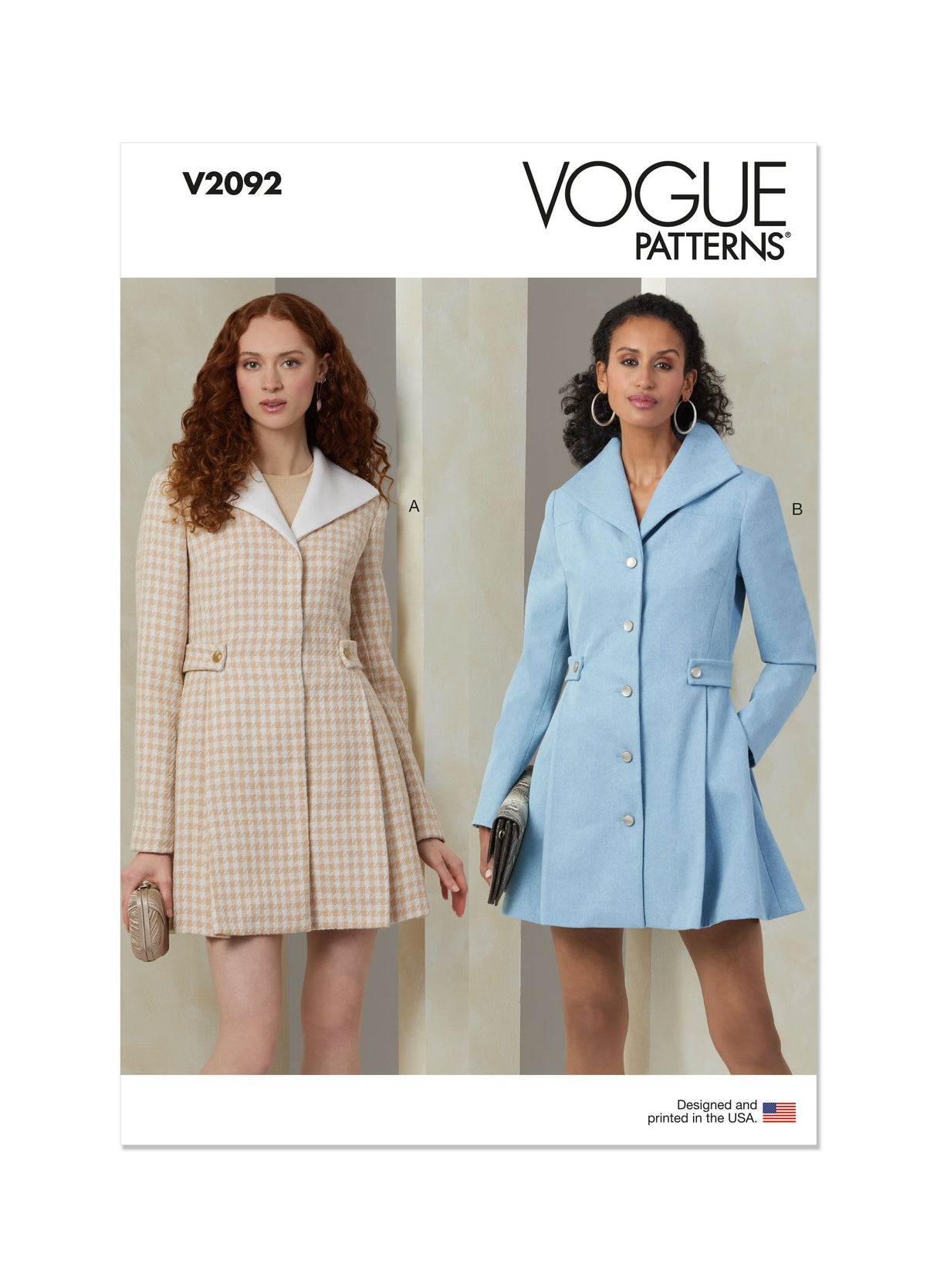 Patron Vogue n°2092 - Manteau couture à manches longues & ceinture