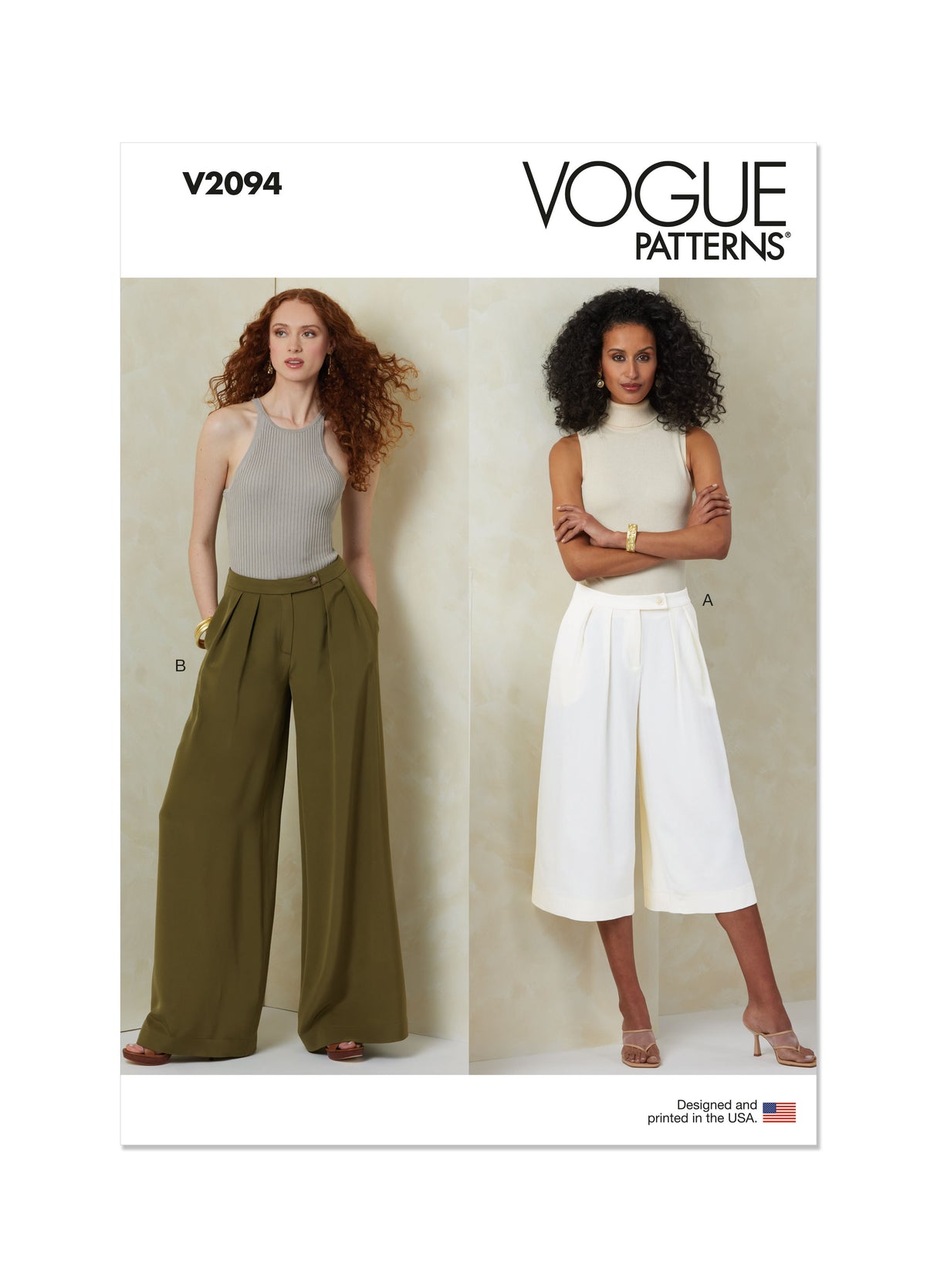 Patron Vogue n°2094 - Pantalon large à plis deux longueurs