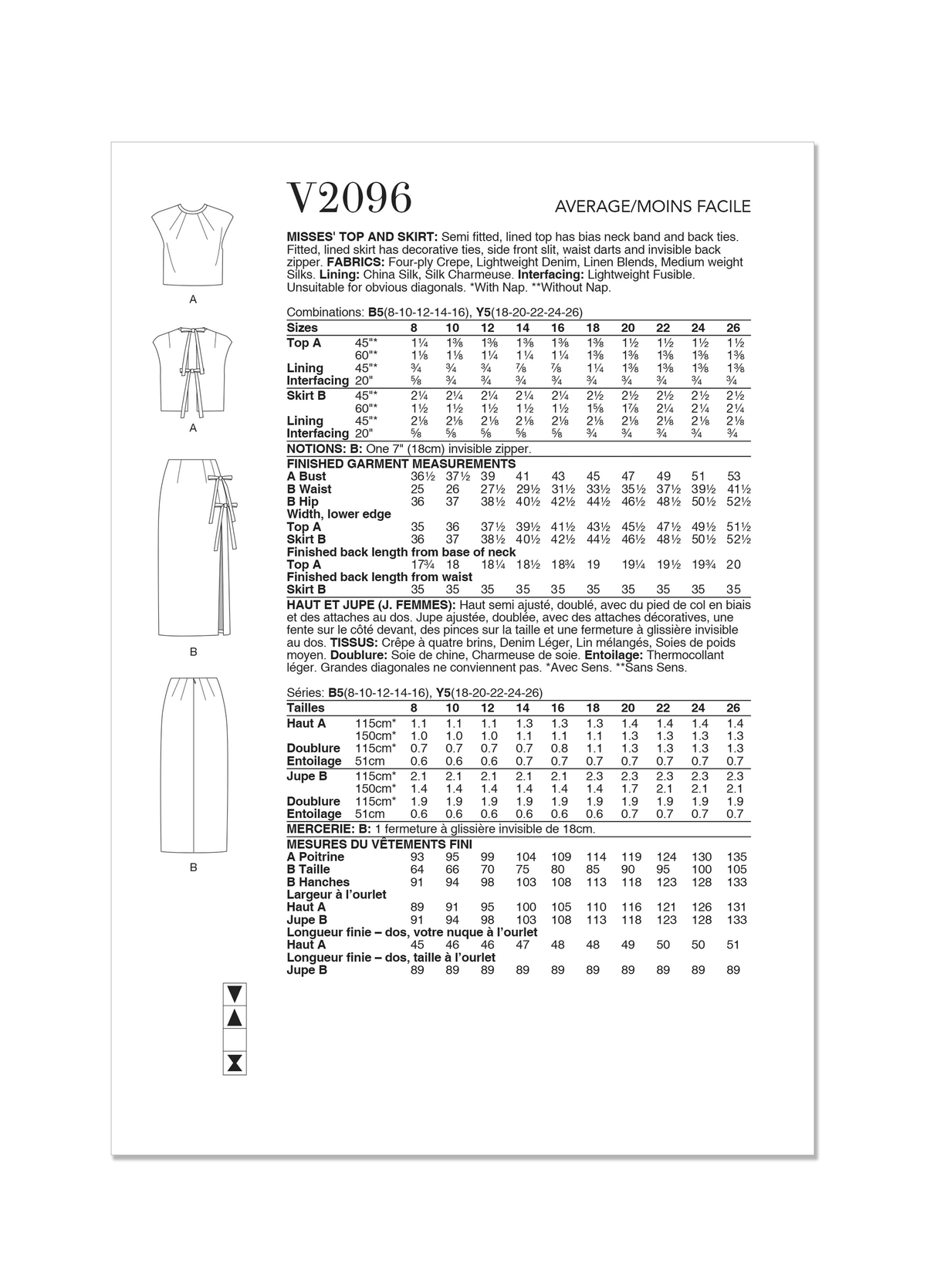 Patron Vogue n°2096 - Top semi-ajusté et jupe droite