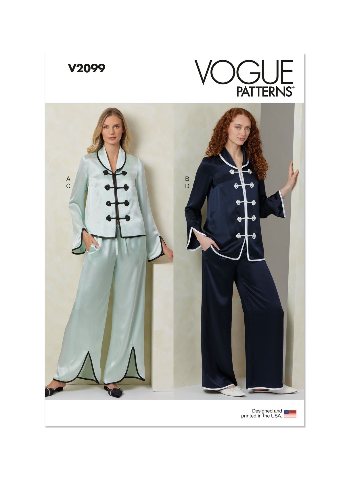 Patron Vogue n°2099 - Pyjama chic avec pantalon élastiqué