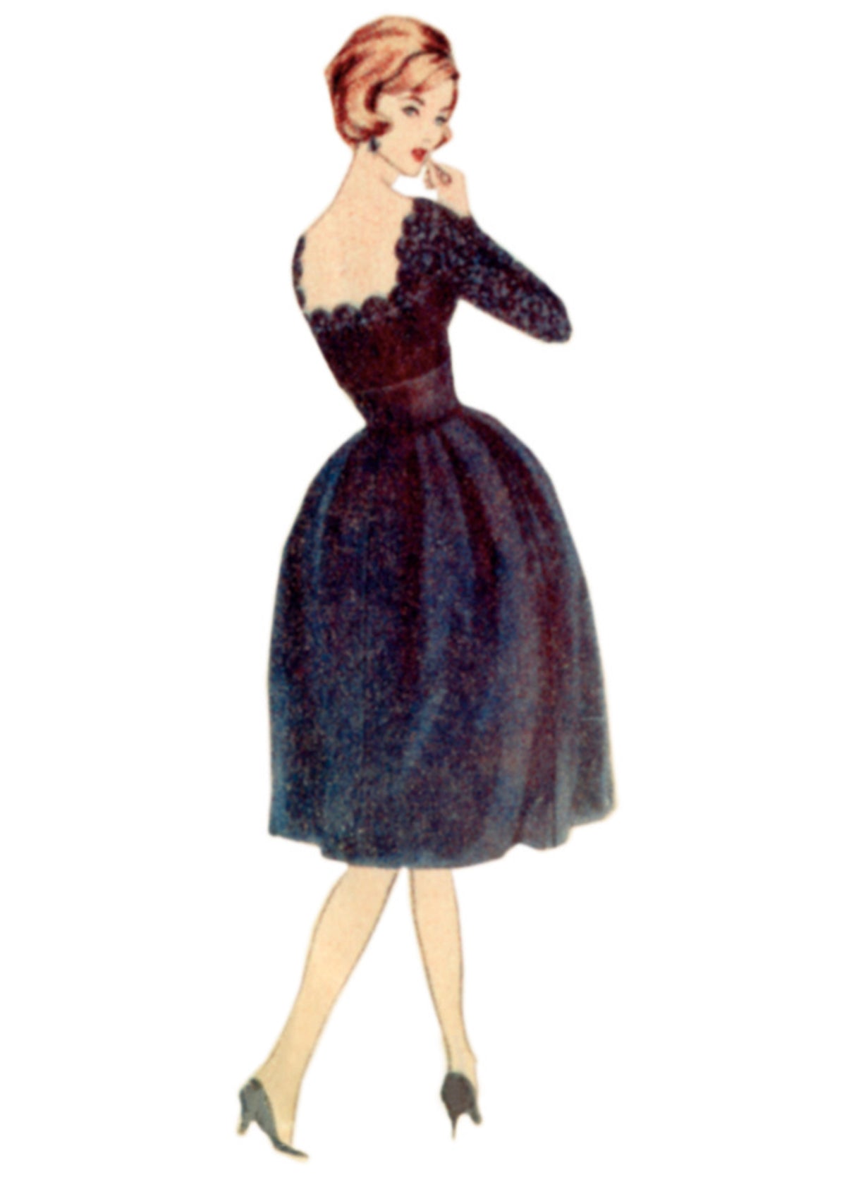 Patron Vogue n°2101 - Robe vintage à encolure festonnée et ceinture nouée