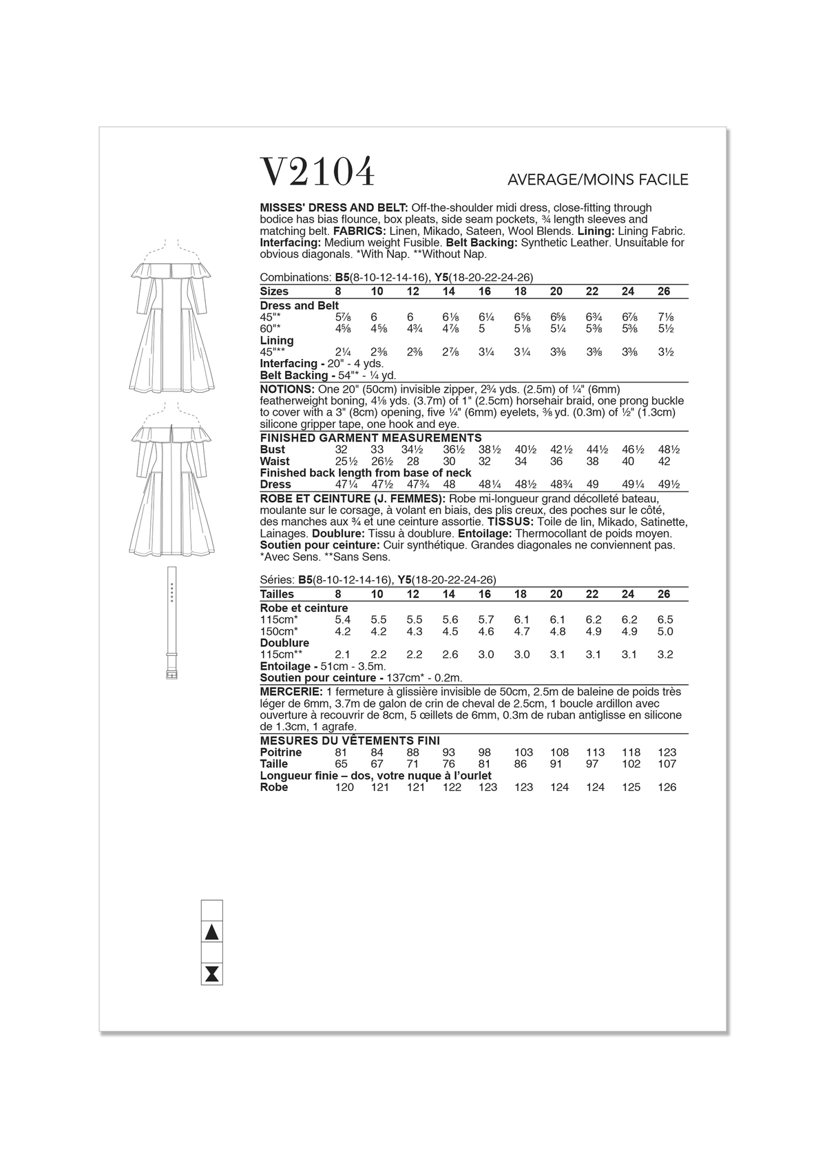 Patron Vogue n°2104 - Robe midi bardot & ceinture