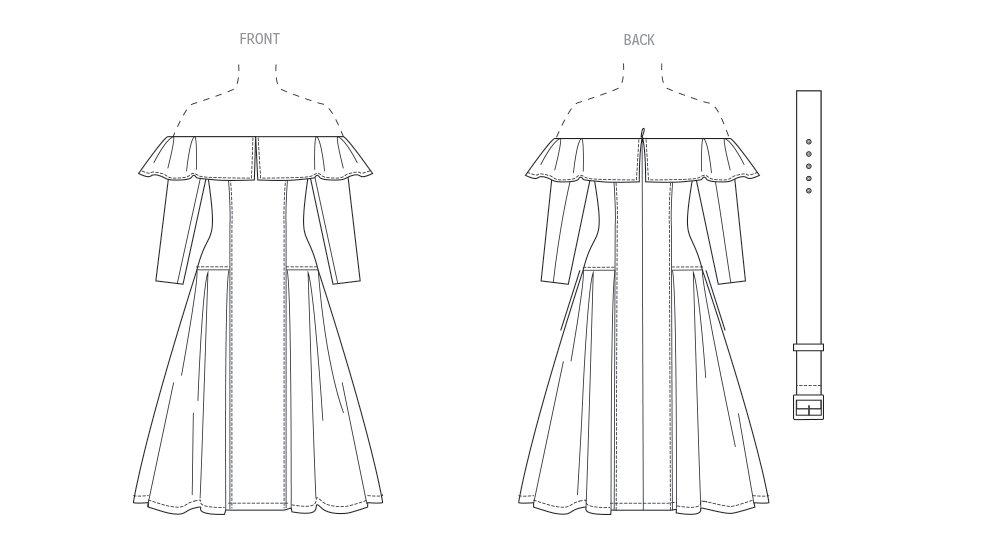 Patron Vogue n°2104 - Robe midi bardot & ceinture