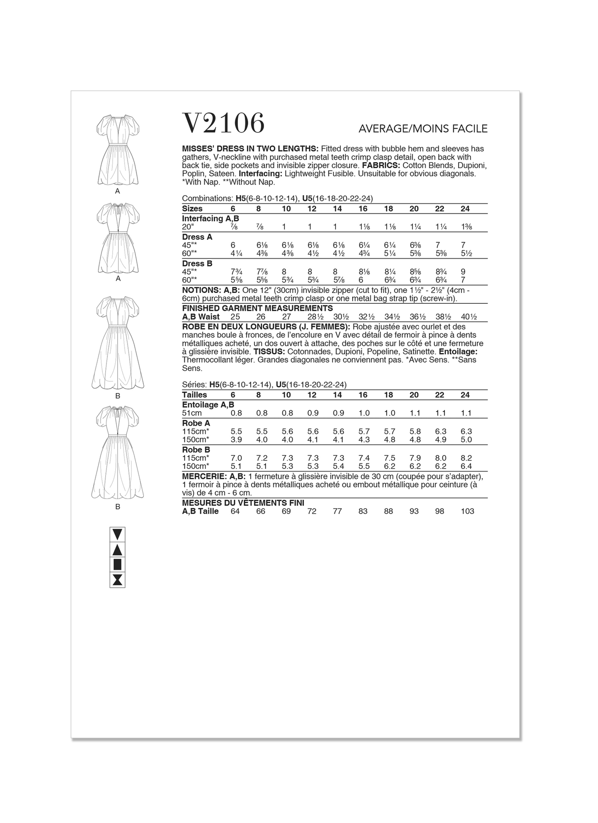 Patron Vogue n°2106 - Robe cintrée à ourlet bulle & dos nu