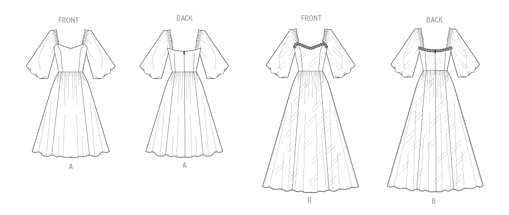 Patron Vogue n°2109 - Robe ajustée longue ou midi cœur & manches