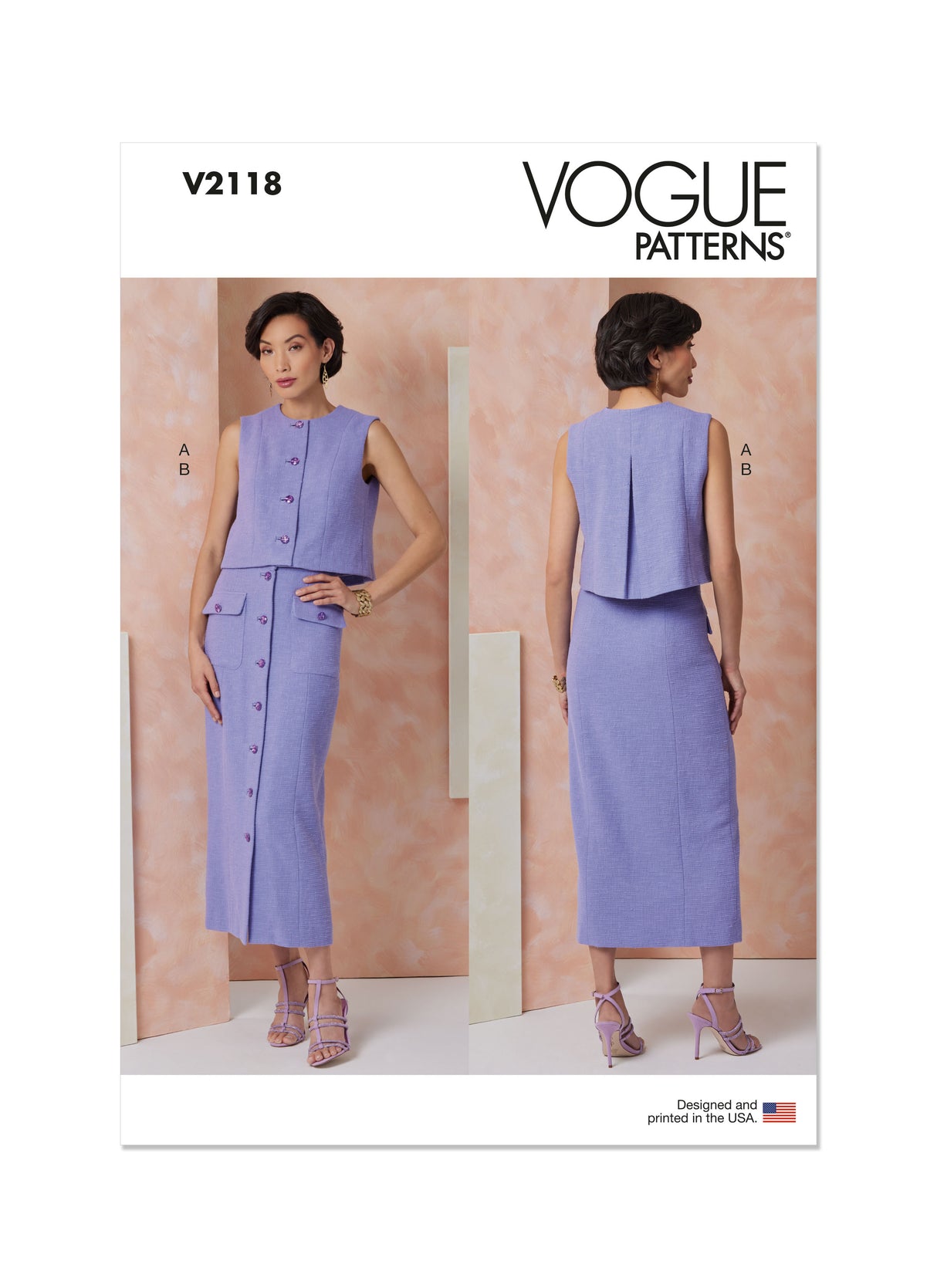 Patron Vogue n°2118- Top ajusté doublé & jupe slim poches