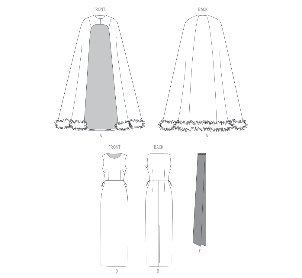 Patron Vogue n°2132 – Cape longue & robe fourreau