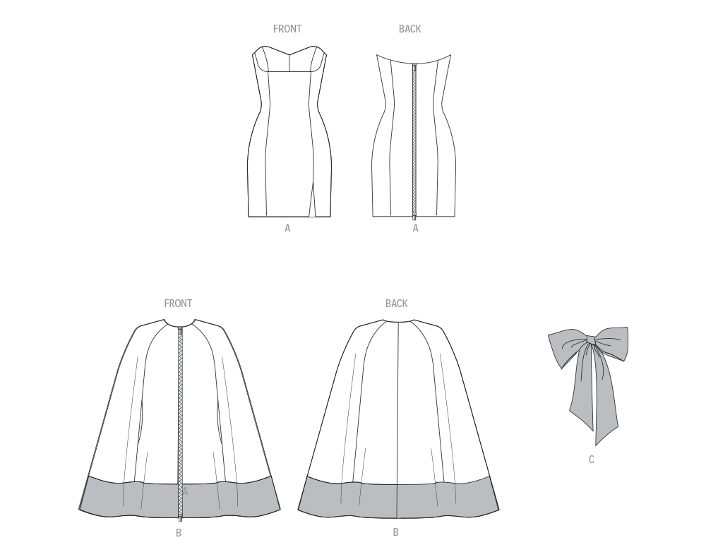 Patron Vogue n°2133 – Cape courte & robe cintrée avec nœud amovible