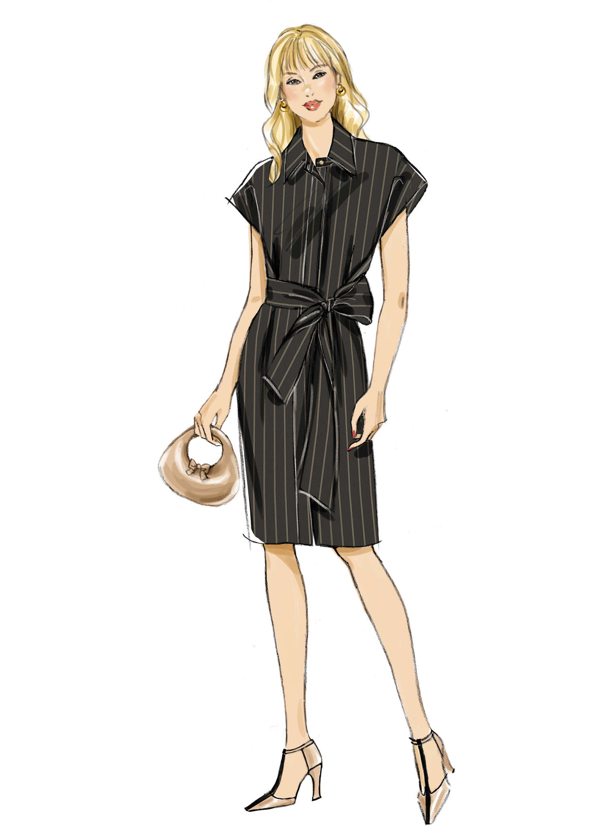 Patron Vogue n°2151 – Robe-chemise cintrée à col pointu