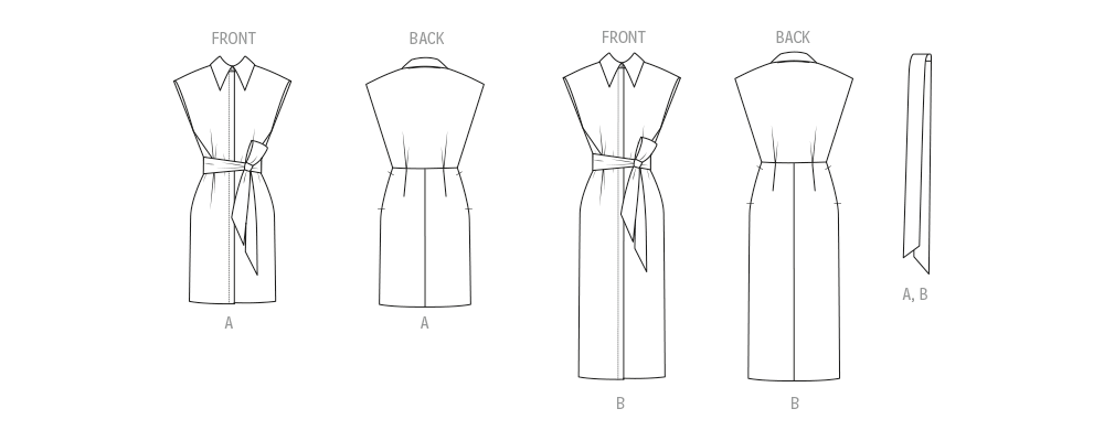 Patron Vogue n°2151 – Robe-chemise cintrée à col pointu
