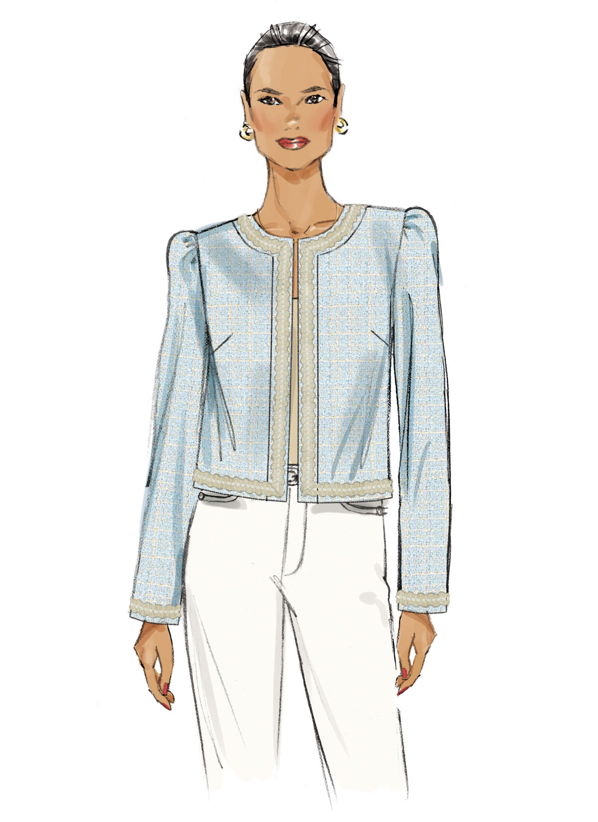 Patron Vogue n°2160 – Veste courte doublée à bordure décorative