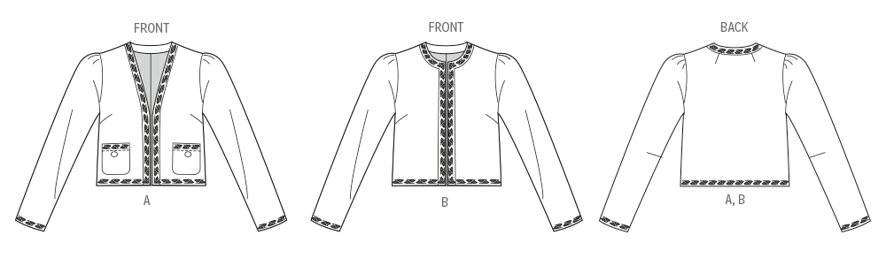 Patron Vogue n°2160 – Veste courte doublée à bordure décorative