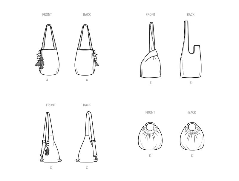 Patron Simplicity 9803.OS - Sacs en 4 styles