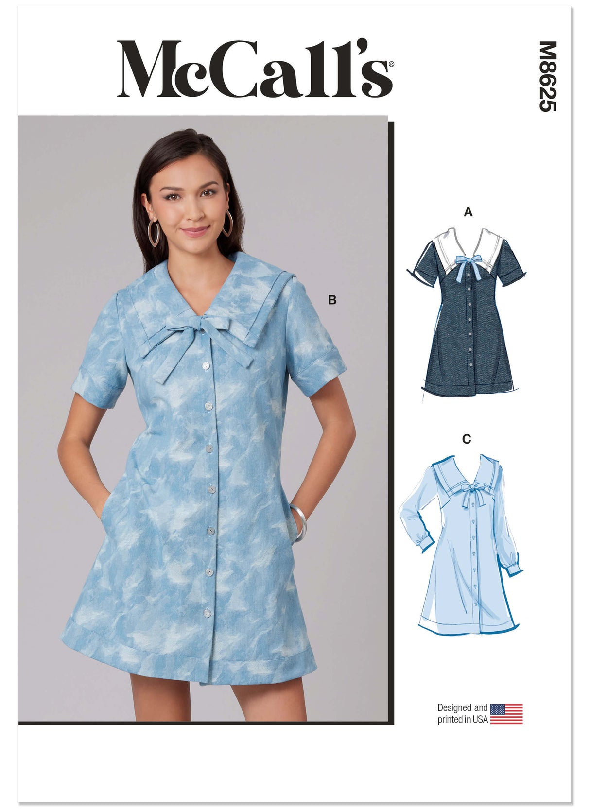 Patron McCall's n°8625 – Robe trapèze à col Claudine