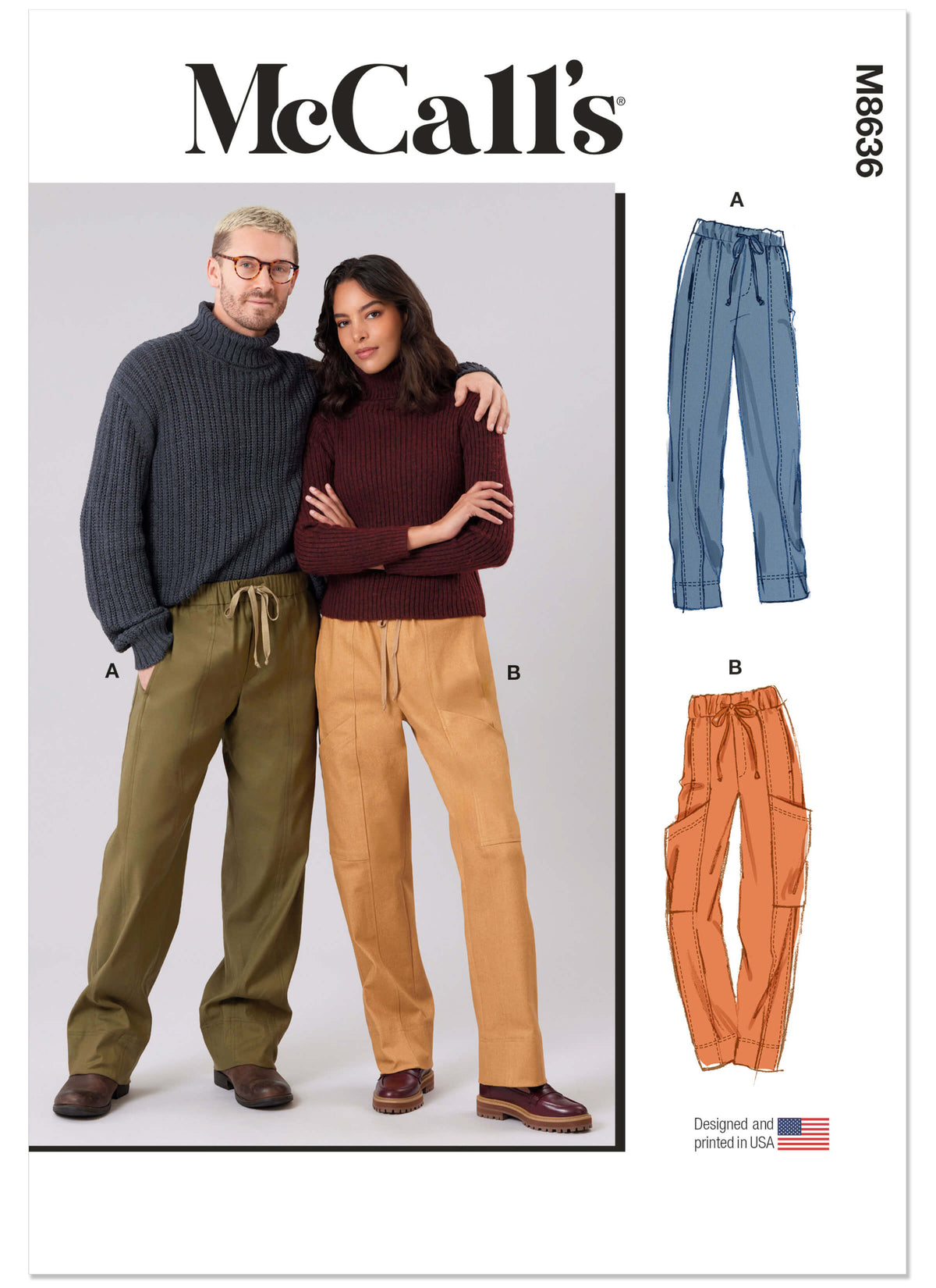 Patron McCall's n°8636 – Pantalons à enfiler sont dotés d’une taille élastiquée avec des cordons