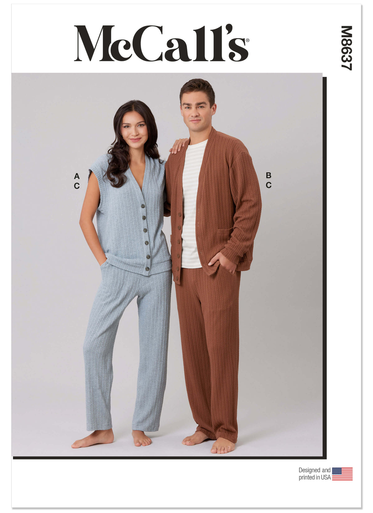 Patron McCall's n°8637 – Gilet et le cardigan à col en V présentent une patte de boutonnage sur le d