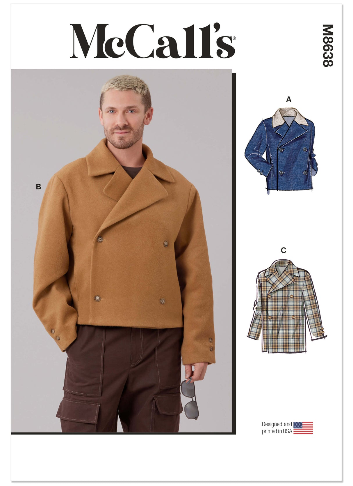 Patron McCall's n°8638 – Veste croisée ample et doublée présente un grand col cloche