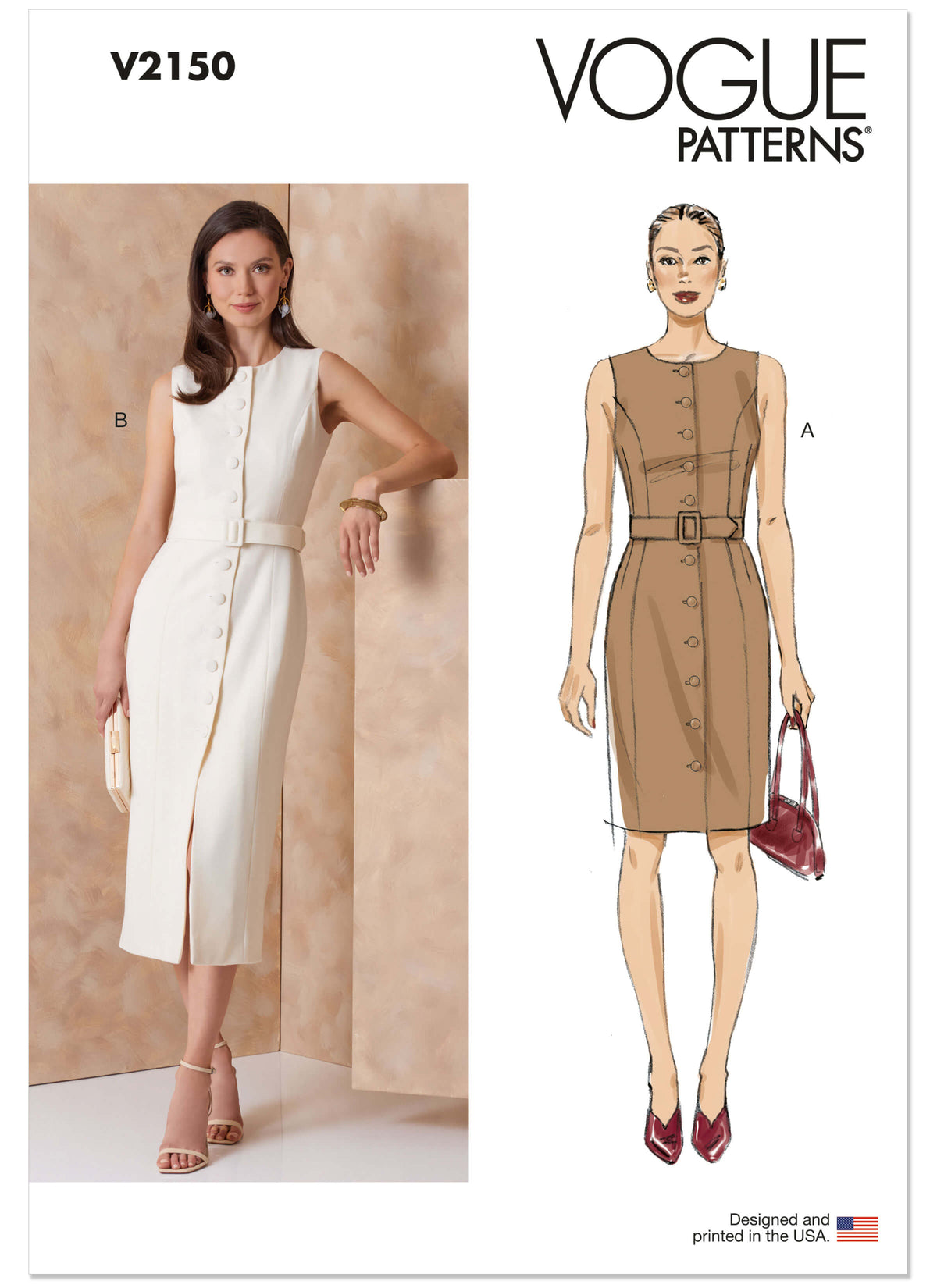Patron Vogue n°2150 – Robe fourreau boutonnée à coutures princesse