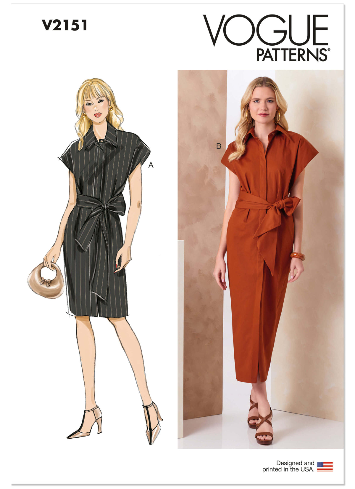 Patron Vogue n°2153 – Robe sirène à manches ornées et ceinture