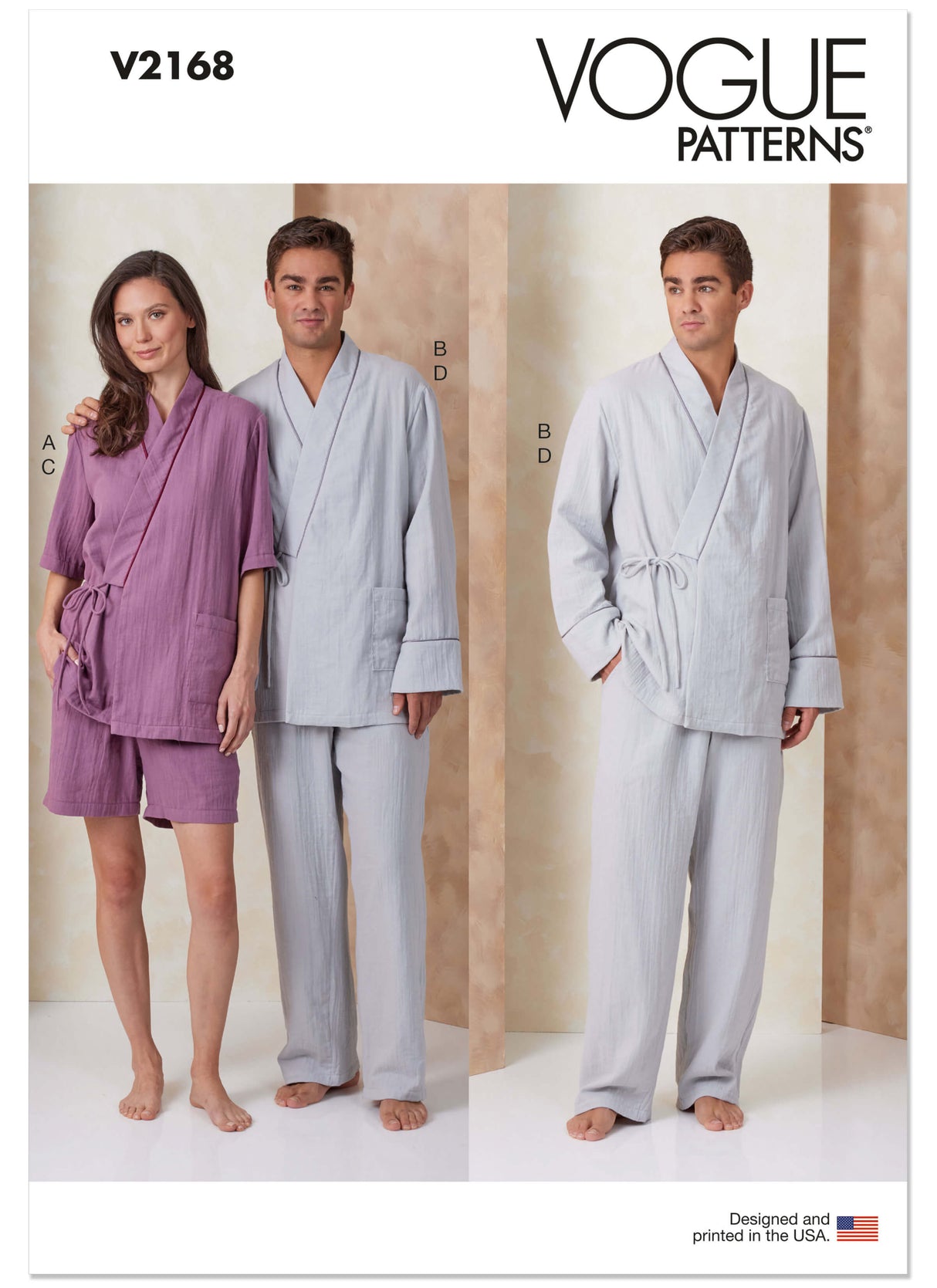Patron Vogue n°2168 – Peignoir kimono, pantalon et short de pyjama