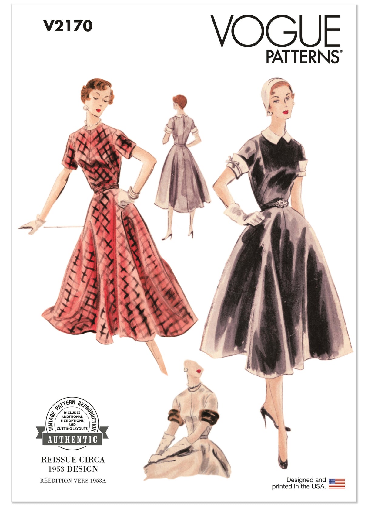 Patron Vogue n°2170 – Robe vintage années 1950 à col amovible