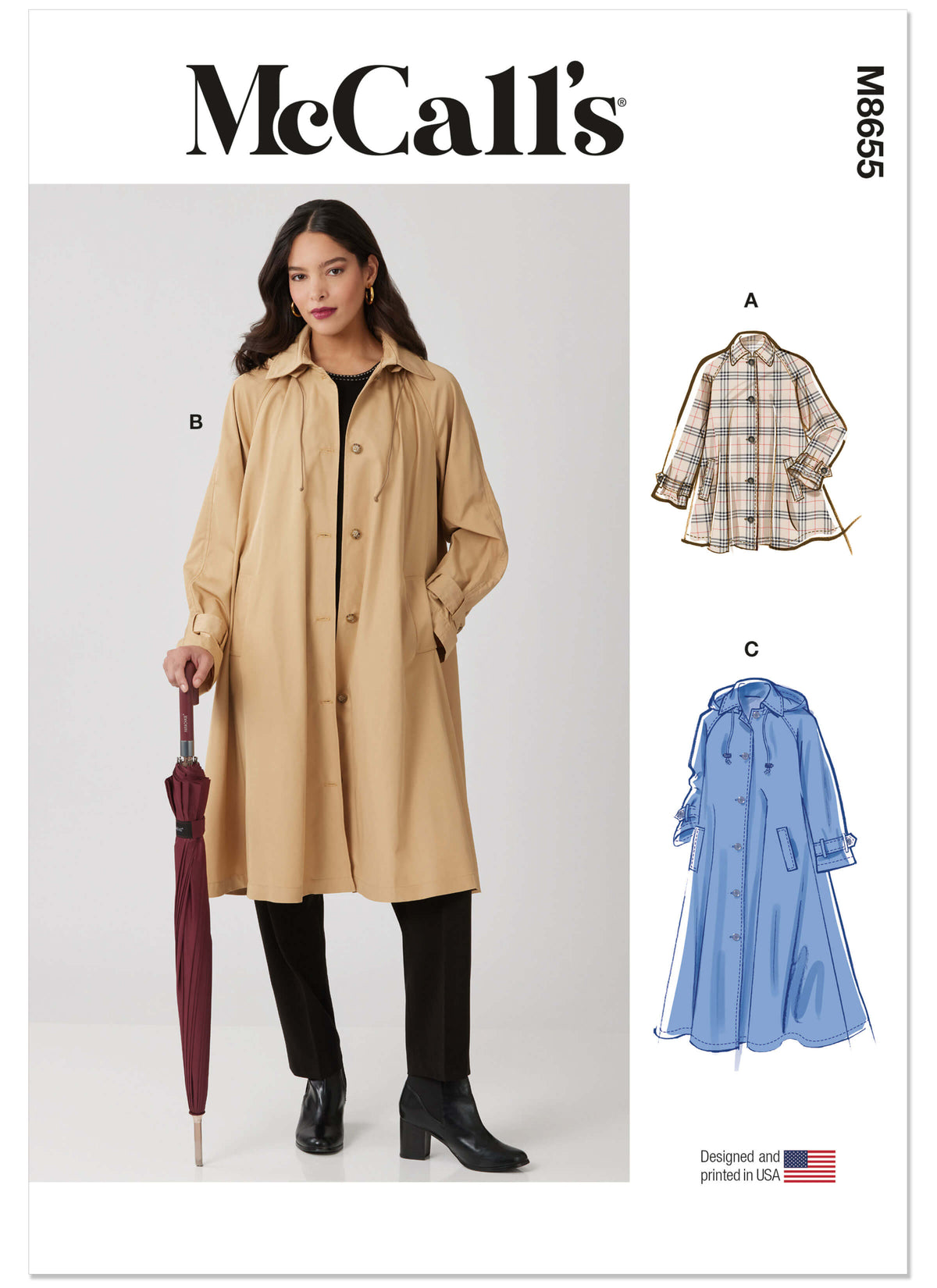 Patron McCall's n°8655 – Trench-coat évasé à capuche