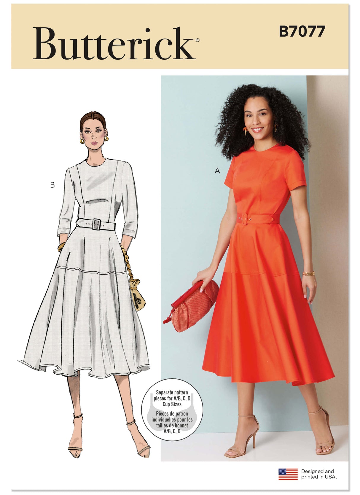 Patron Butterick n°7077 – Robe cintrée à coutures princesse
