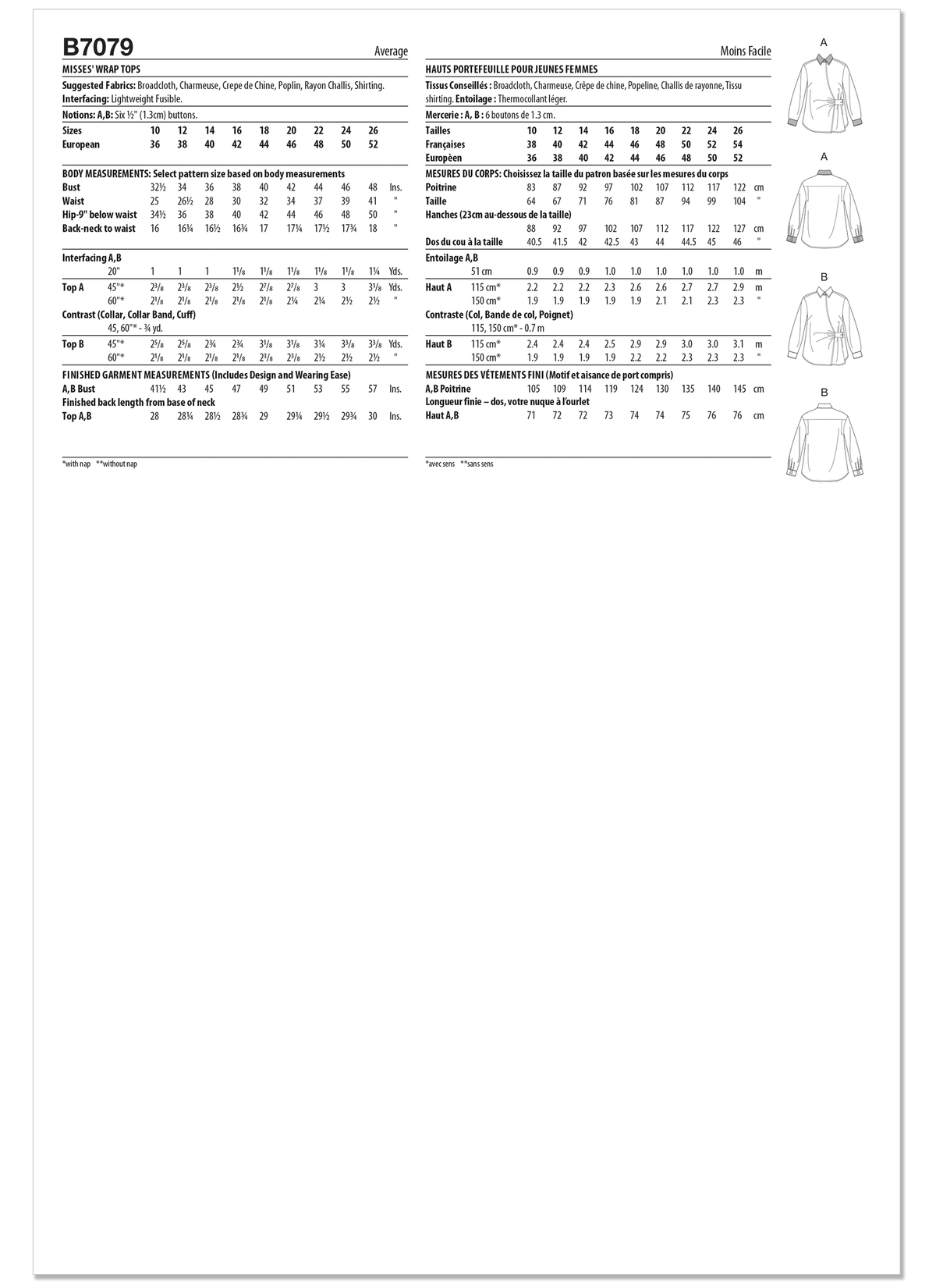Patron Butterick n°7080 – Blouse ample à col montant
