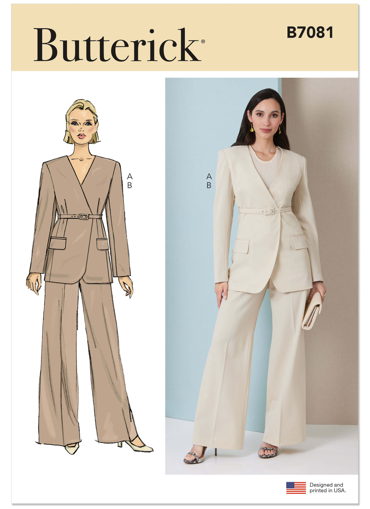 Patron Butterick n°7081 – Veste ceinturée et pantalon large