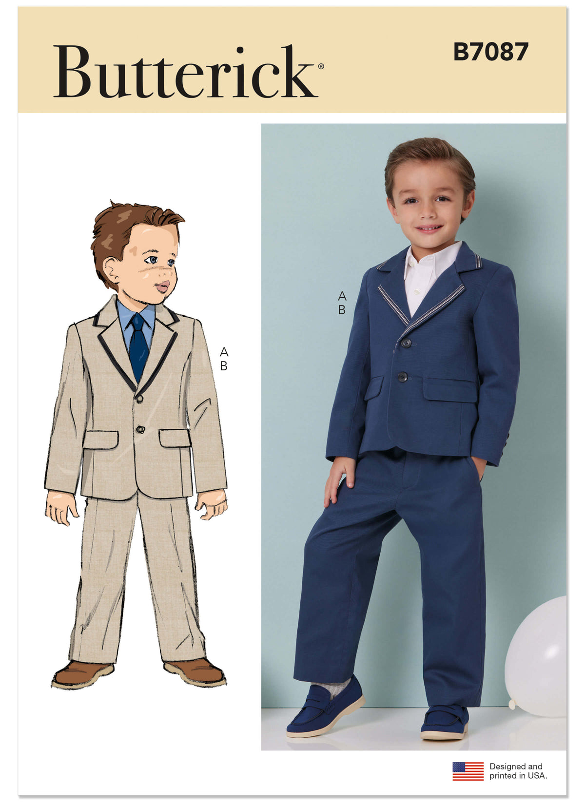 Patron Butterick n°7087 – Blazer et pantalon pour garçon