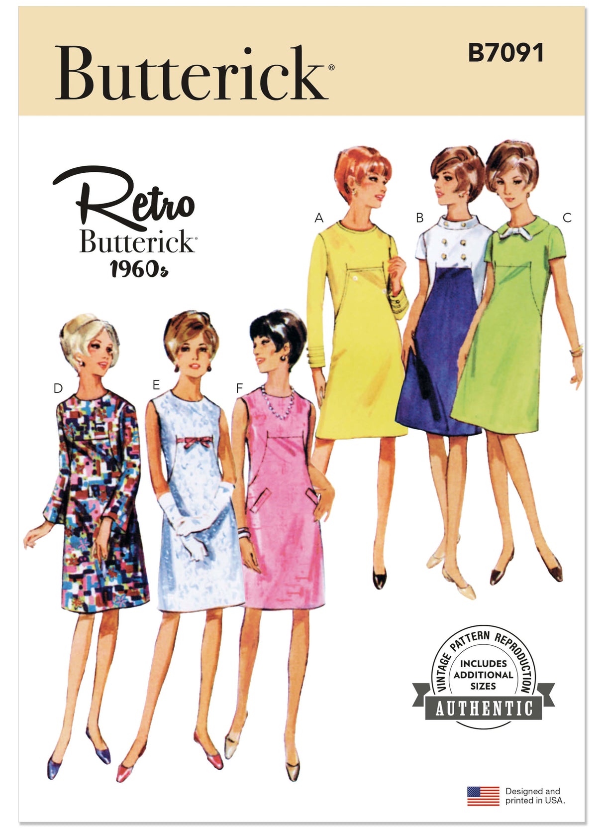 Patron Butterick n°7091 – Robe vintage années 1960