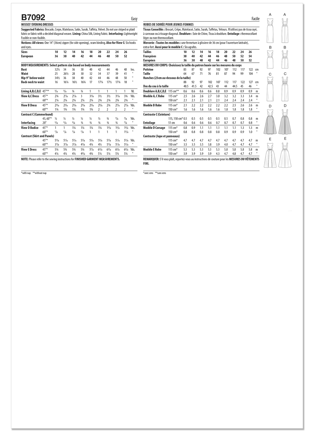 Patron Butterick n°7092 – Robes de soirée vintage années 1960