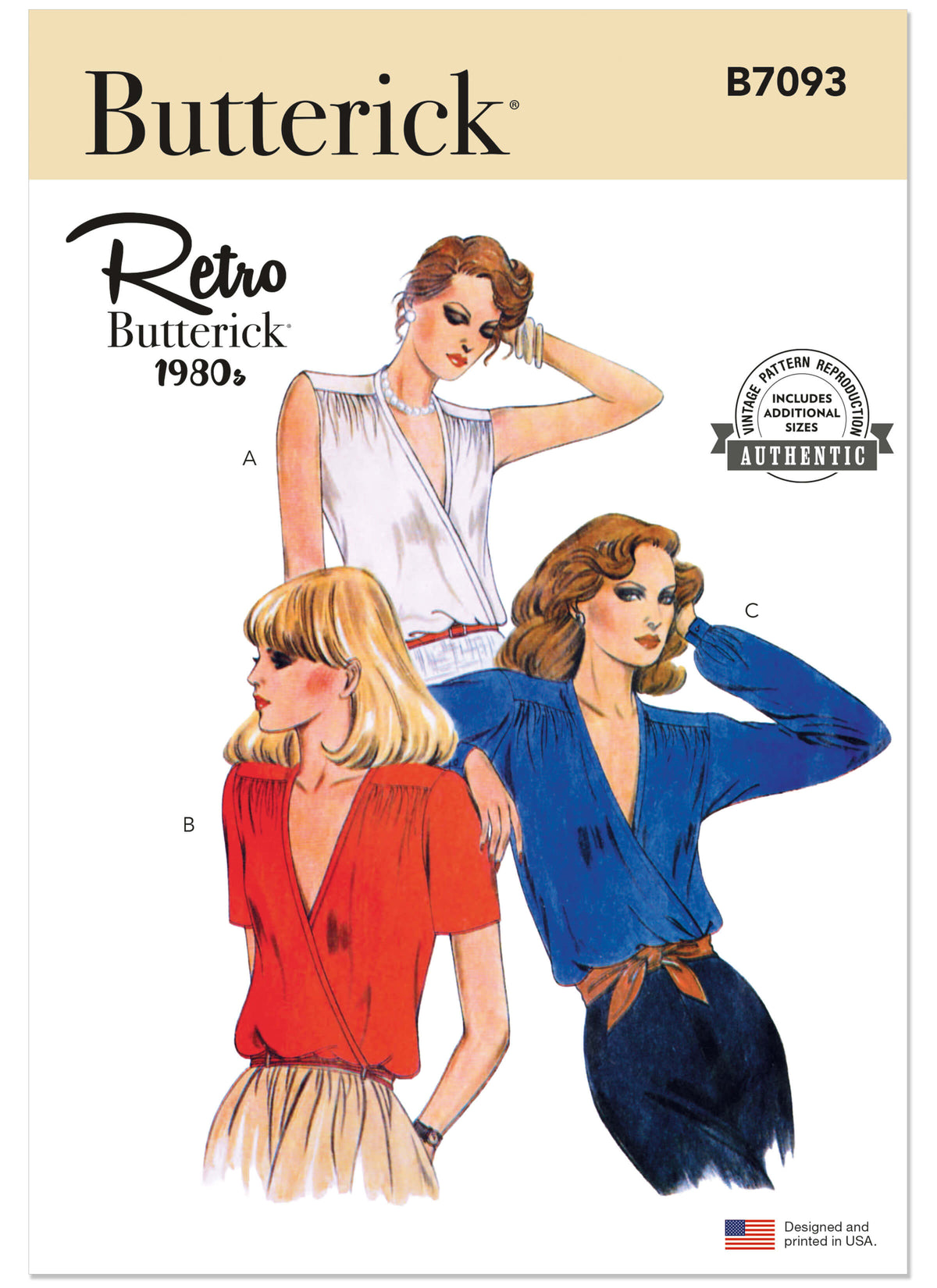 Patron Butterick n°7093 – Chemisier vintage années 1980