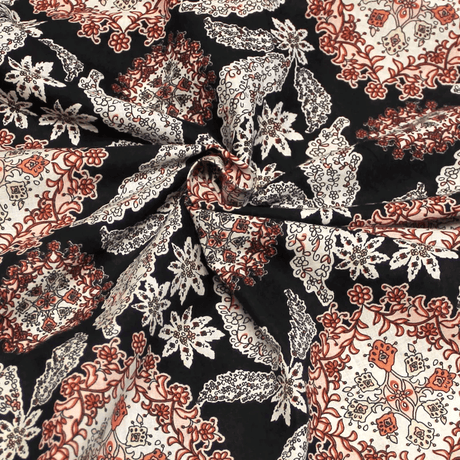 Batiste 100% coton - Rosace terracotta
