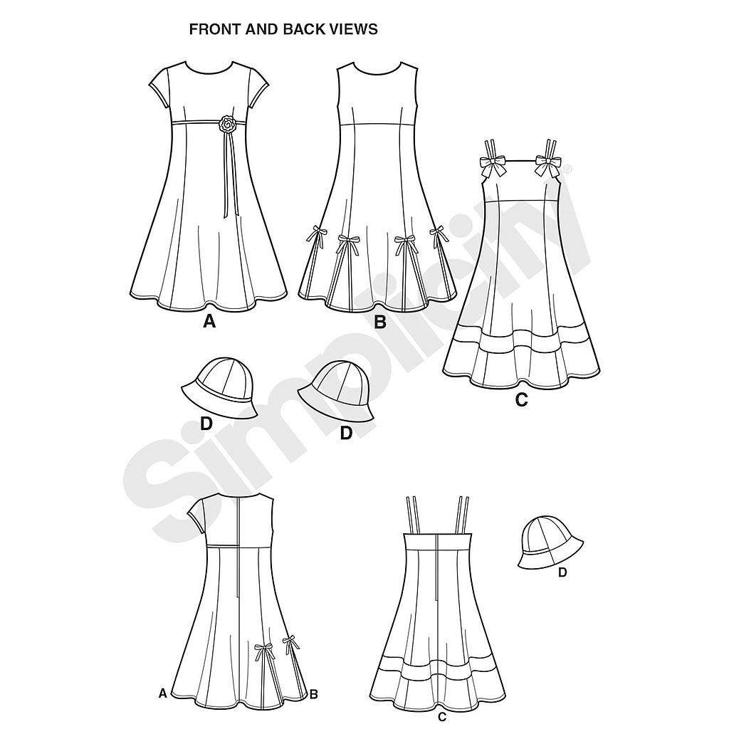 Patron Simplicity n°1456 – Robe et chapeau pour fillette
