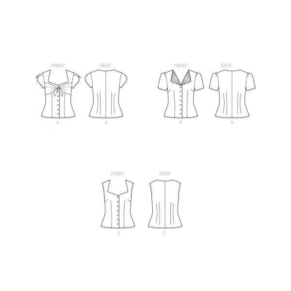 Patron Simplicity n°9287 – Chemisier femme avec décolleté en cœur et variations de manches