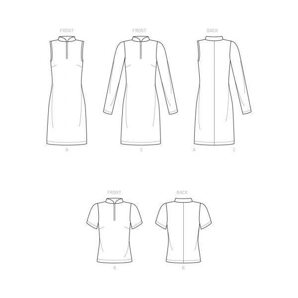Patron Simplicity n°9328 – Robe et top en maille avec col montant et demi-zip