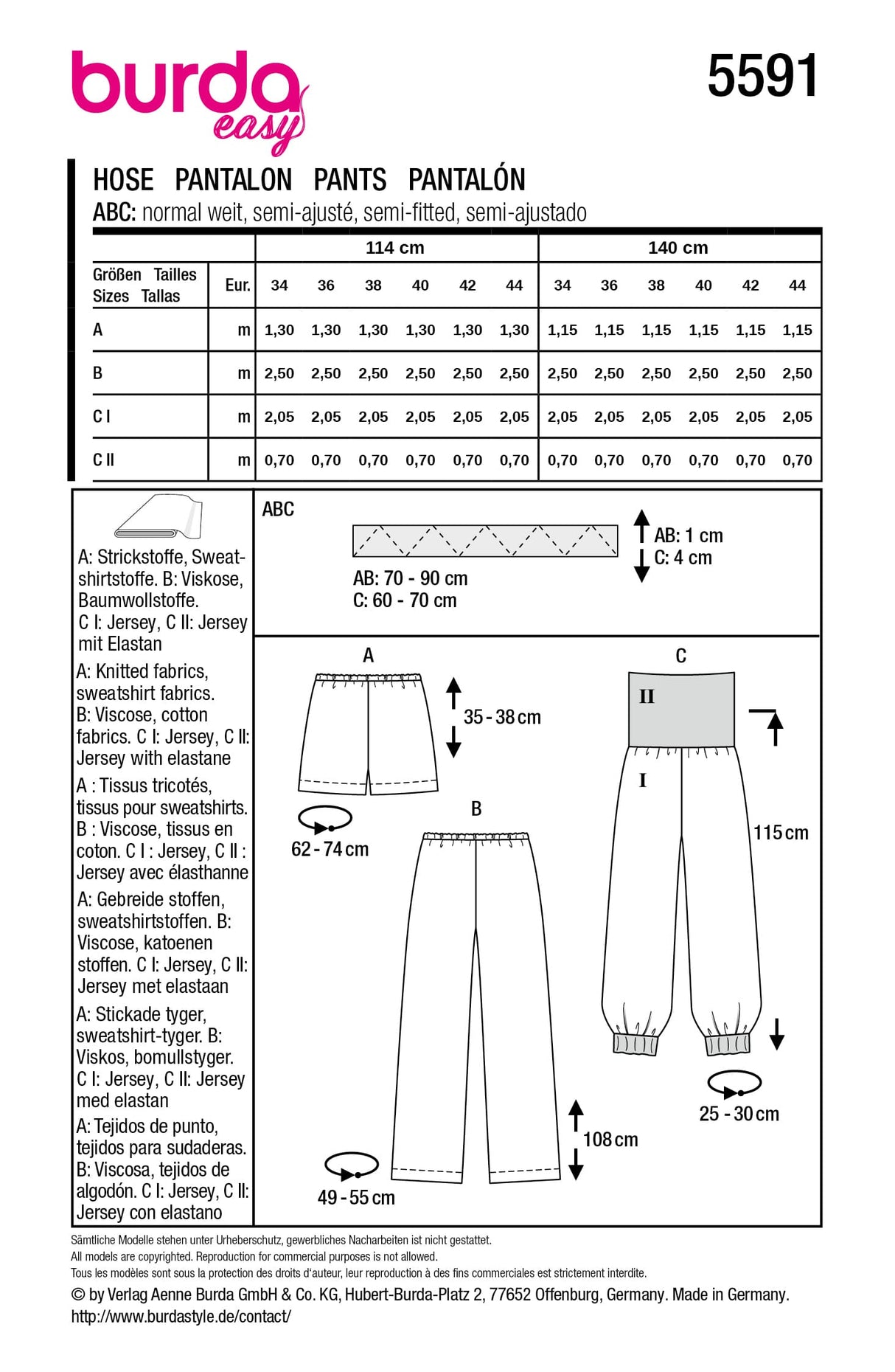 Patron Burda n°5591 - Pantalon et short