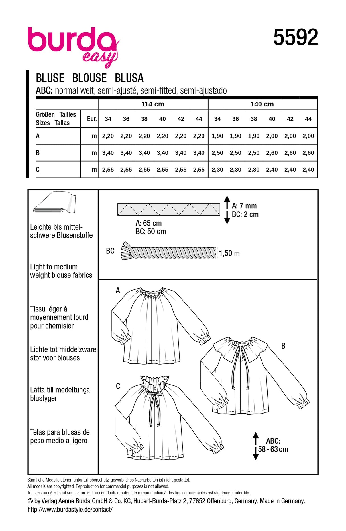 Patron Burda n°5592 - Chemisiers