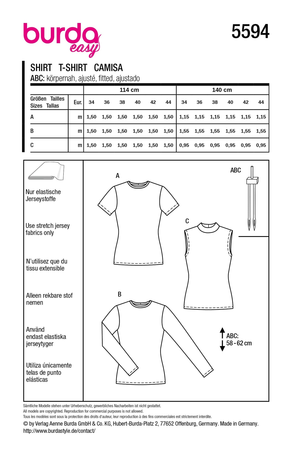 Patron Burda n°5594 - Hauts femme