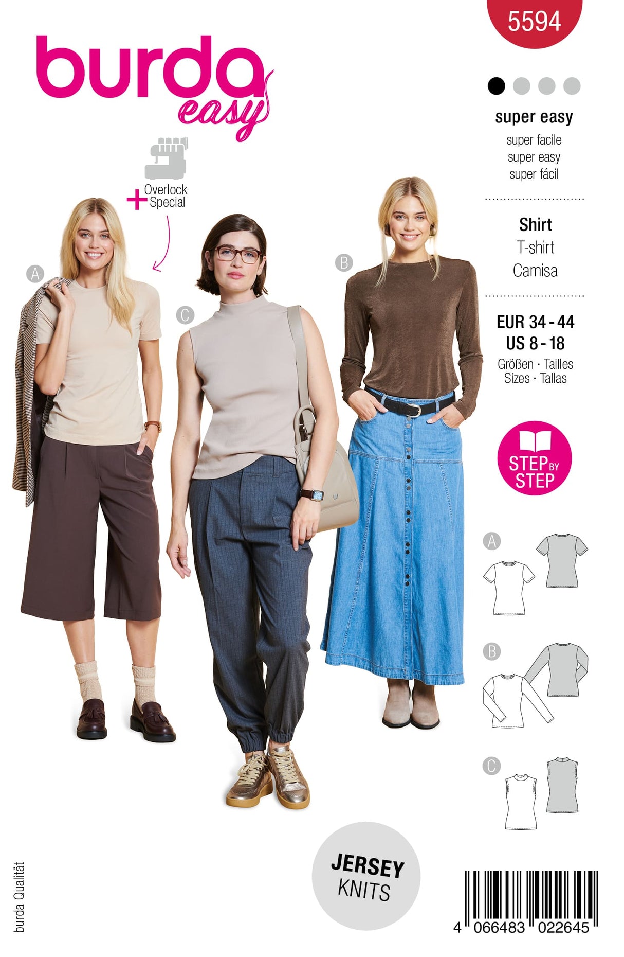 Patron Burda n°5594 - Hauts femme