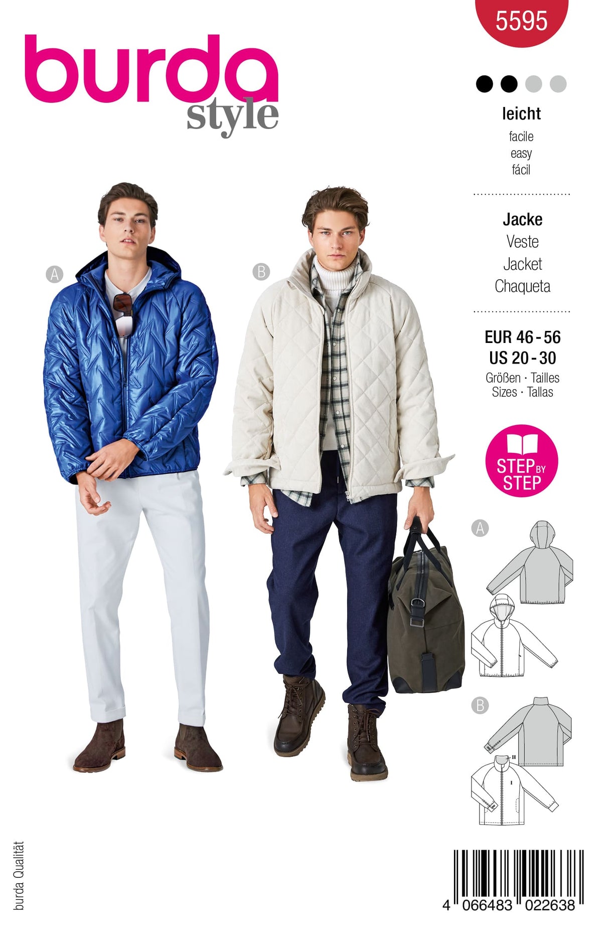 Patron Burda n°5595 - Vestes matelassées homme