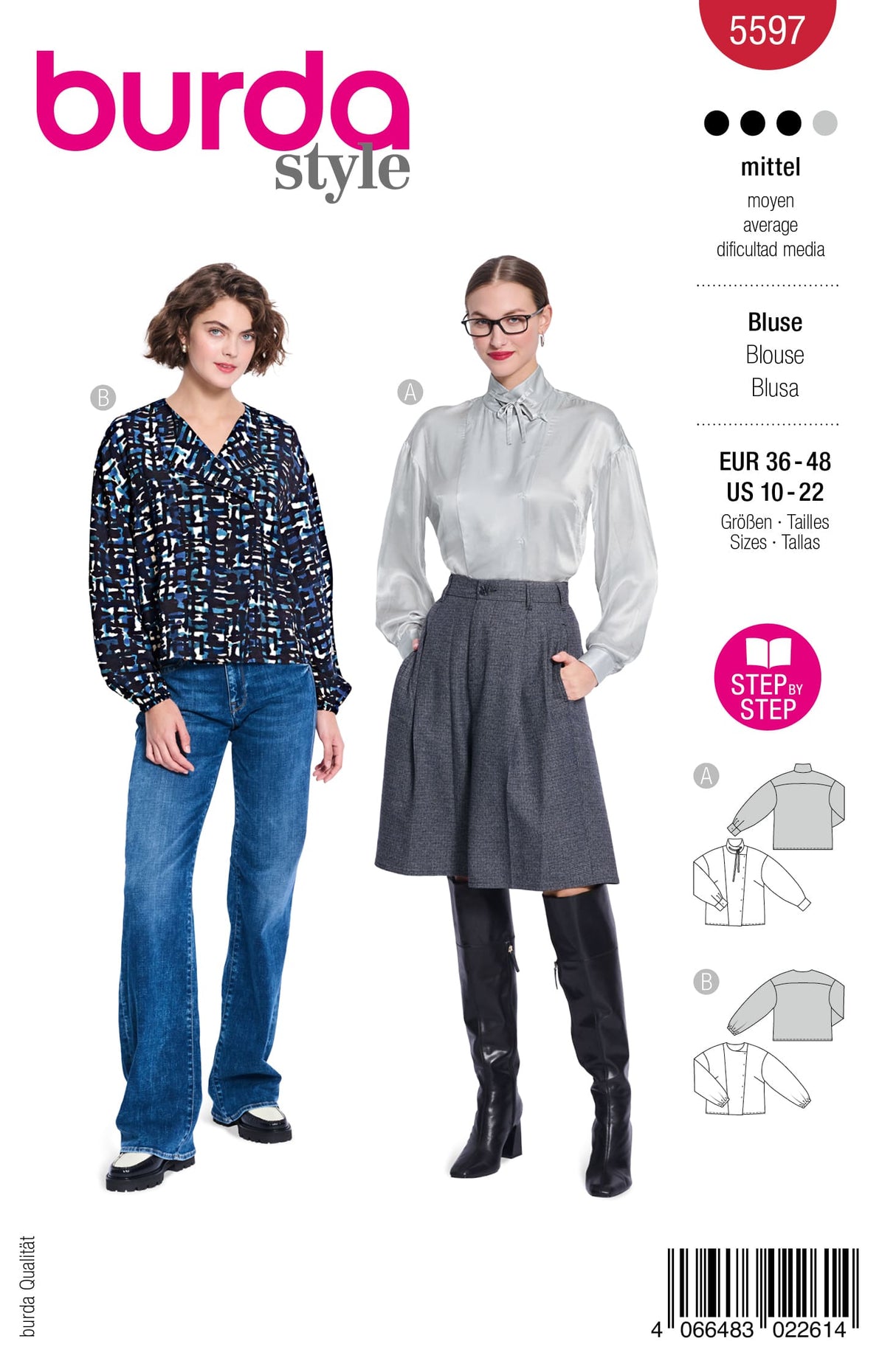 Patron Burda n°5597 - Chemisiers asymétriques